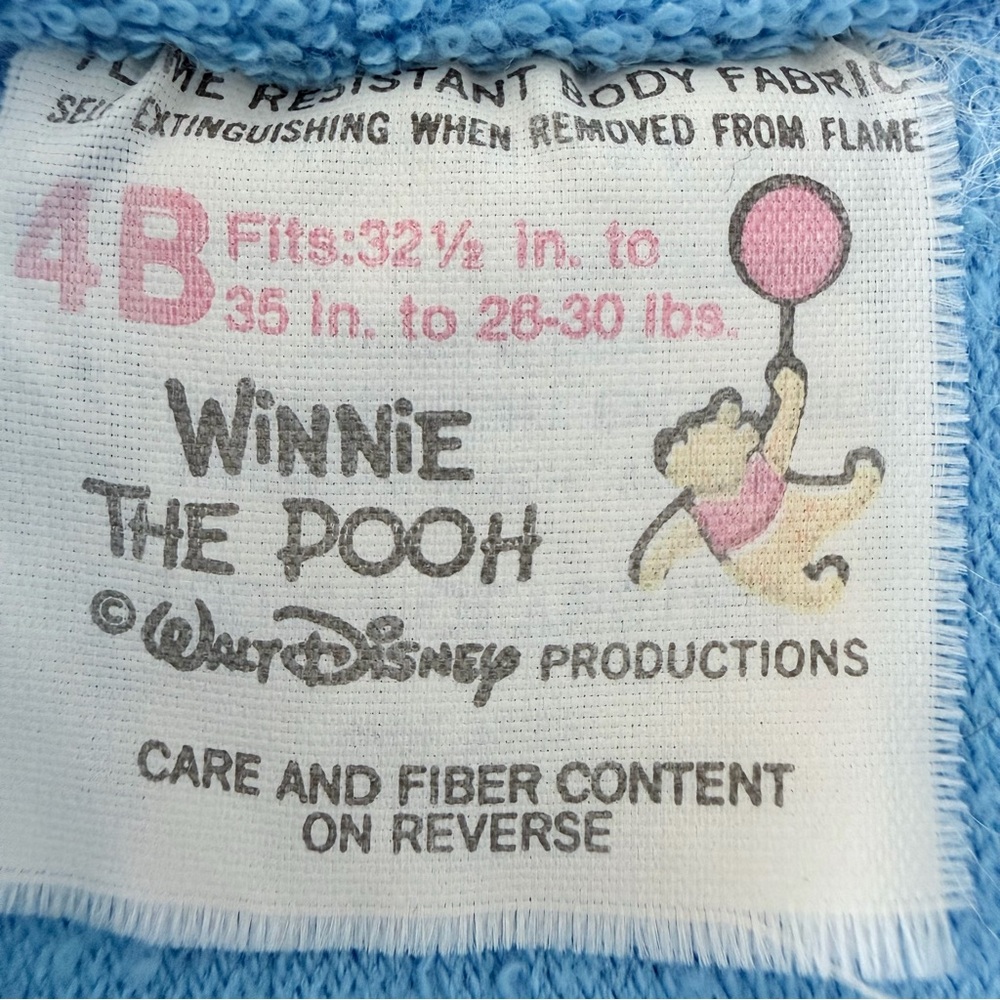Vintage Walt Disney Winnie the Pooh Footed One Piece Size 4B Made in USA - Picture 7 of 7